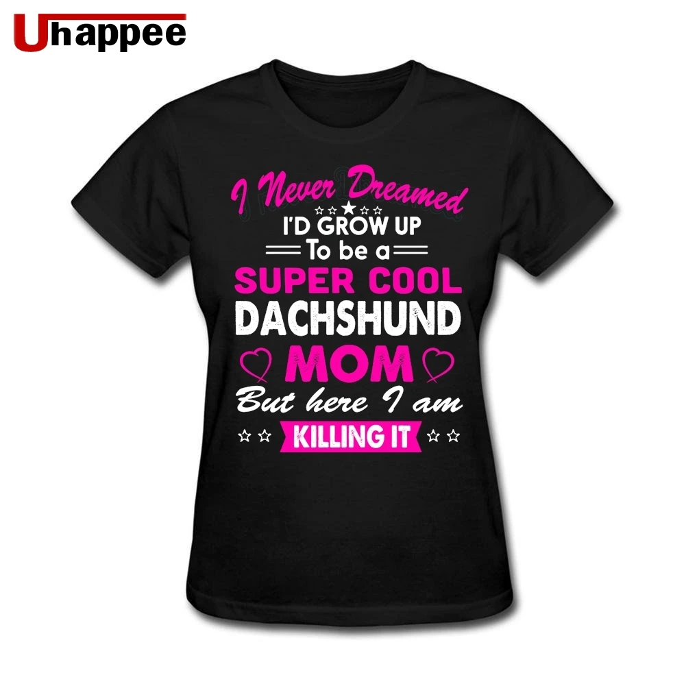 Dachshund Mom Футболка женская Повседневная футболка с короткими рукавами из 100% хлопка