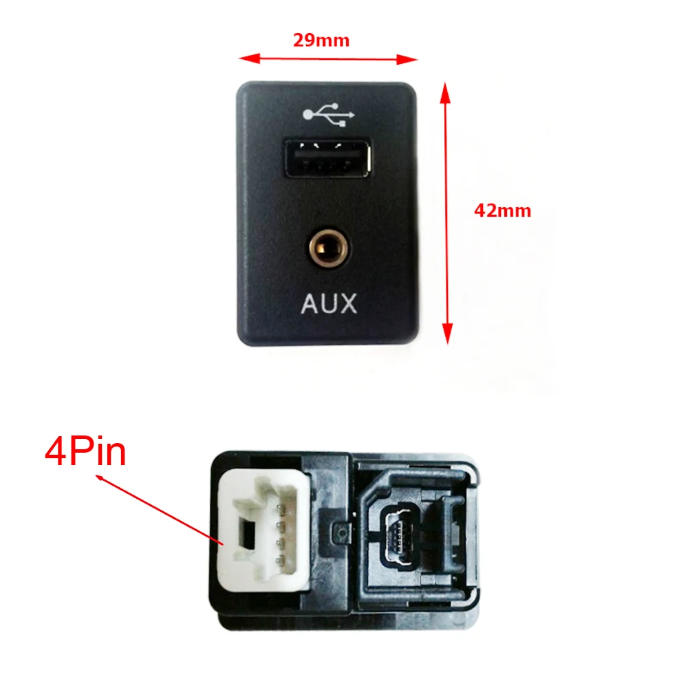 Адаптер порта USB входа AUX для автомобиля с 4 контактами для подключения радио, CD, навигации DA для Nissan X-Trail Rouge Qashqai Pulsar 28023-4BA0B.