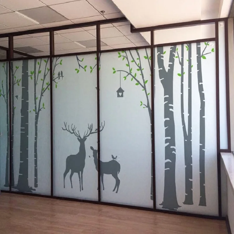 

Deer Pattern Static Cling Window Film Custom Size Privacy Proteciton Sun-Blocking Reusable Removable Frosted Stained Glass Foil