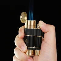 galiner 3 jet gas torch lighter cigar punch cutter metal windproof butane lighter smoking cigarette lighter gadgets for men