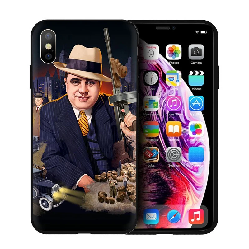 EWAU Al Capone Гангстер Scarface Мягкий силиконовый чехол для телефона iPhone 5 5S SE 6 6s 7 8 plus X XR XS Max - Цвет: B4