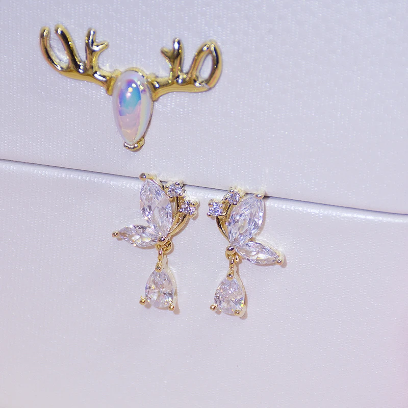 

2021 New Arrive Popular Design 14K Real Gold Water Drop Butterfly Earring for Women Charm Jewelry Zircon Stud S925 Silver Needle