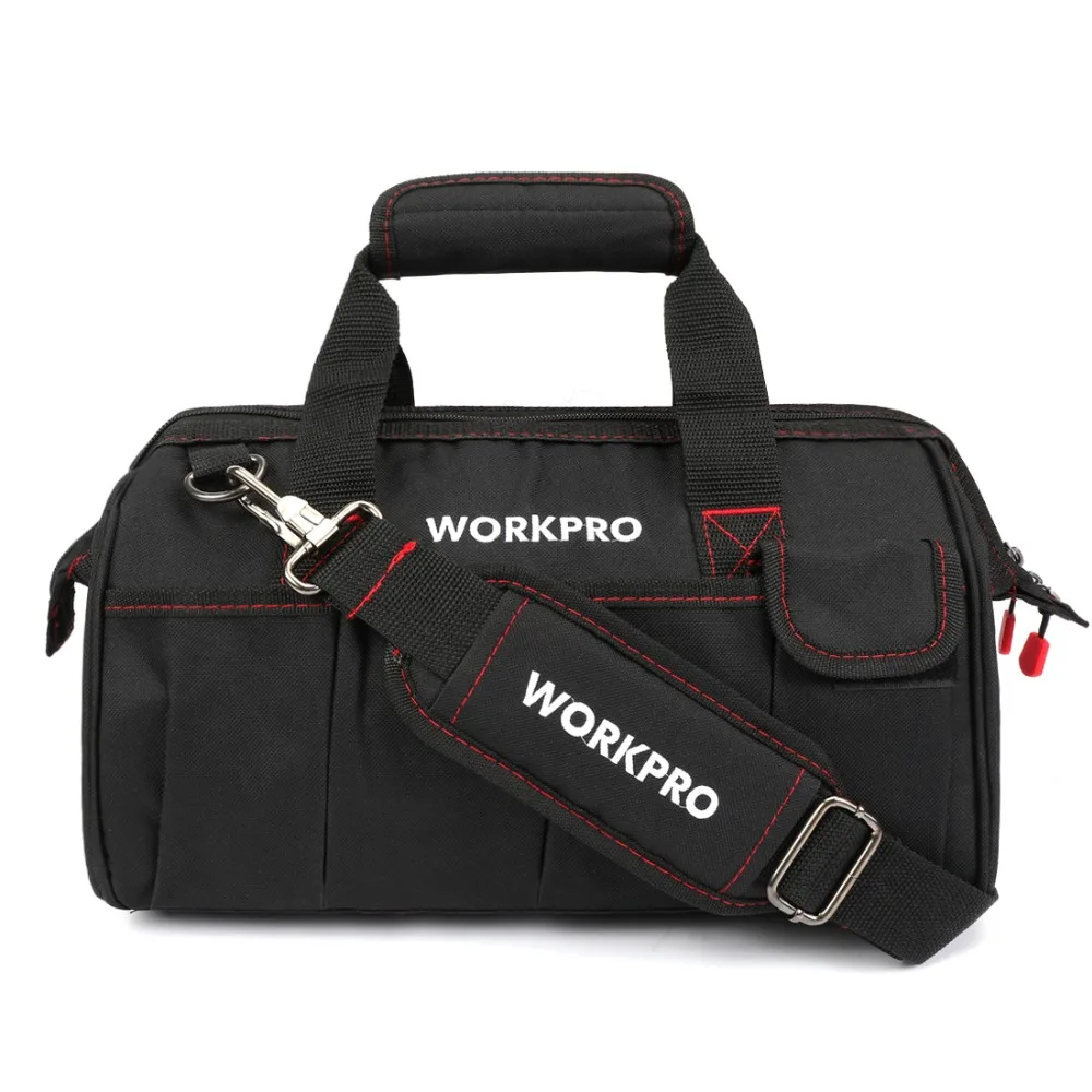 WORKPRO водонепроницаемая сумка для инструментов, дорожные сумки, мужская сумка через плечо, сумки для инструментов, большая вместительность,, 4 размера(12, 14, 16, 18 дюймов
