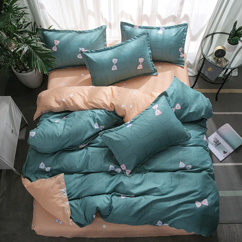 

Classic Simple Style Flower Plaid Bedding Set Quilt Cover Bed Sheet Pillowcases Set Bed Linens Bedclothes Home Textile 5 Sizes