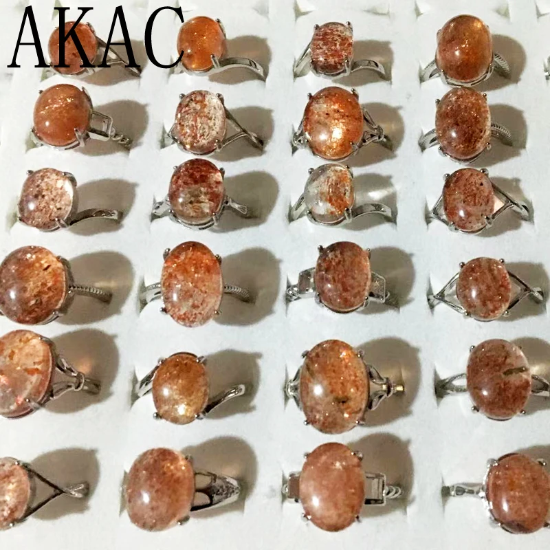 3 кольца AKAC натуральный Золотой sunstone регулируемое кольцо из белой меди