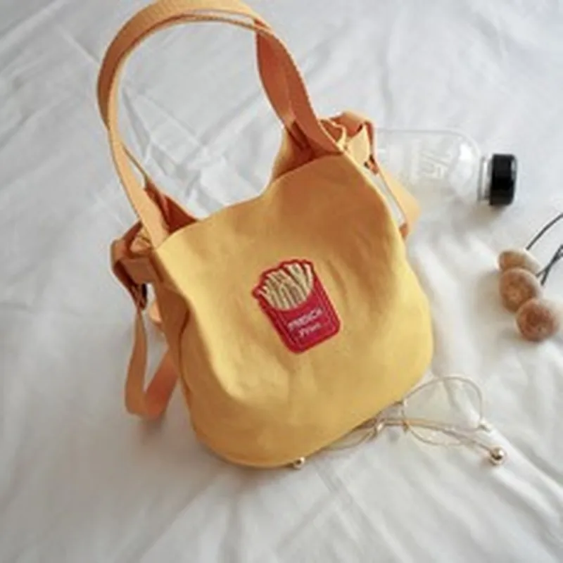 

Simplicity Retro Academic Letter Canvas Bag Slung Shoulder Bag Handbag Small Bucket Bag Women Bag