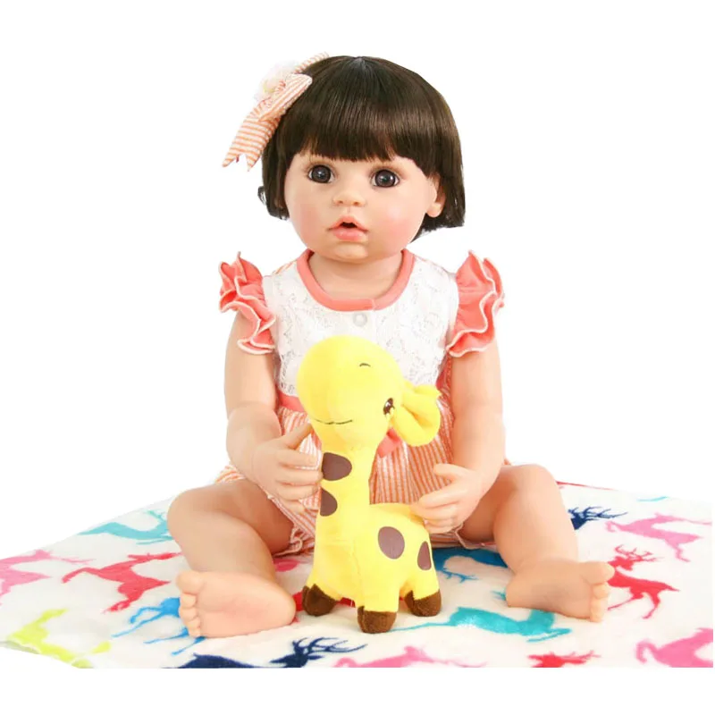 

Full Body Silicone Reborn Doll 55cm Soft Vinyl Newborn Babies Style Alive Bebe Birthday Gift Bathe Toy