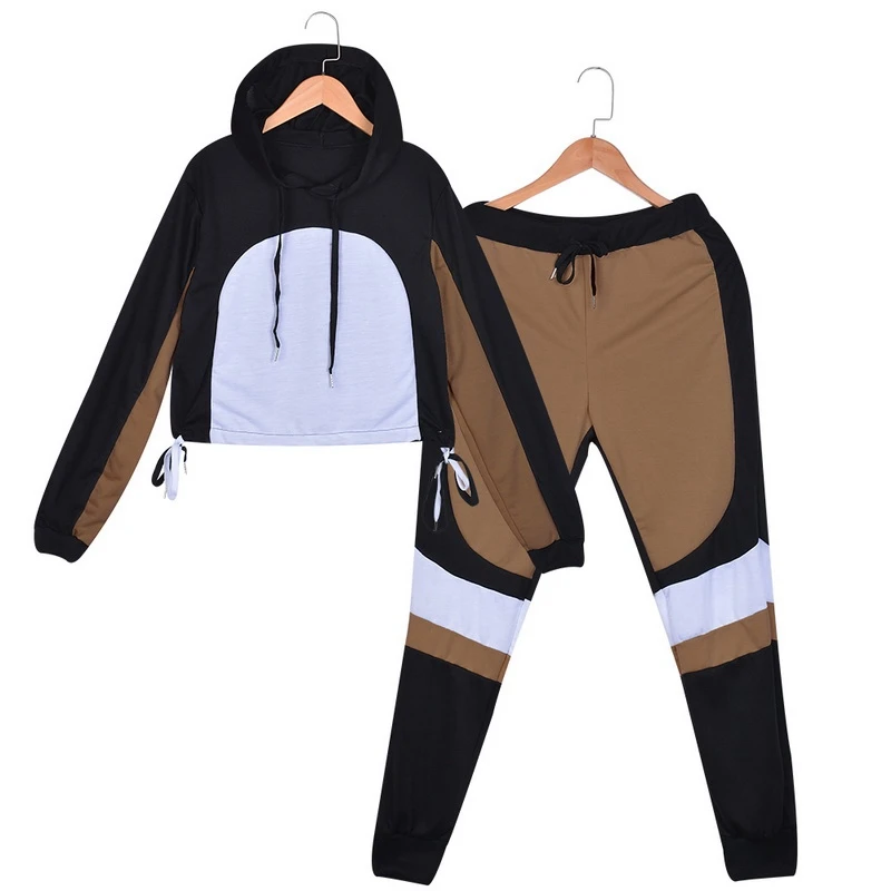 

2021 Women's Tracksuits 2 Piece Set Crop Tops Short Hoodies And Pants Casual Loose Long Sleeve Hoodies Sexy Sets