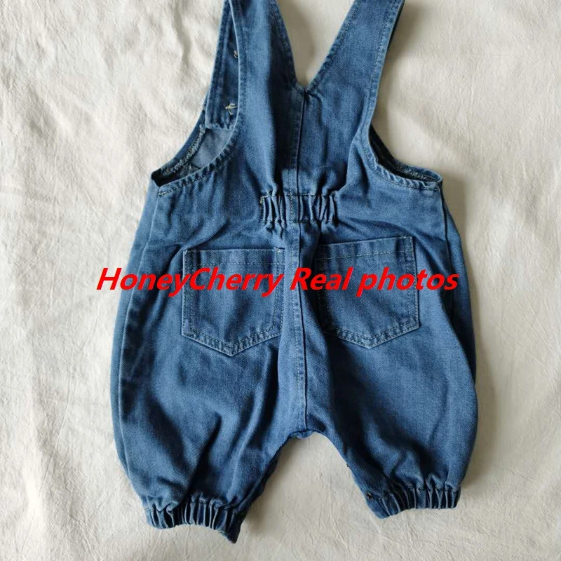 

2021 spring Baby Romper children's soft strap loose denim pants climb Romper Newborn Baby Clothes
