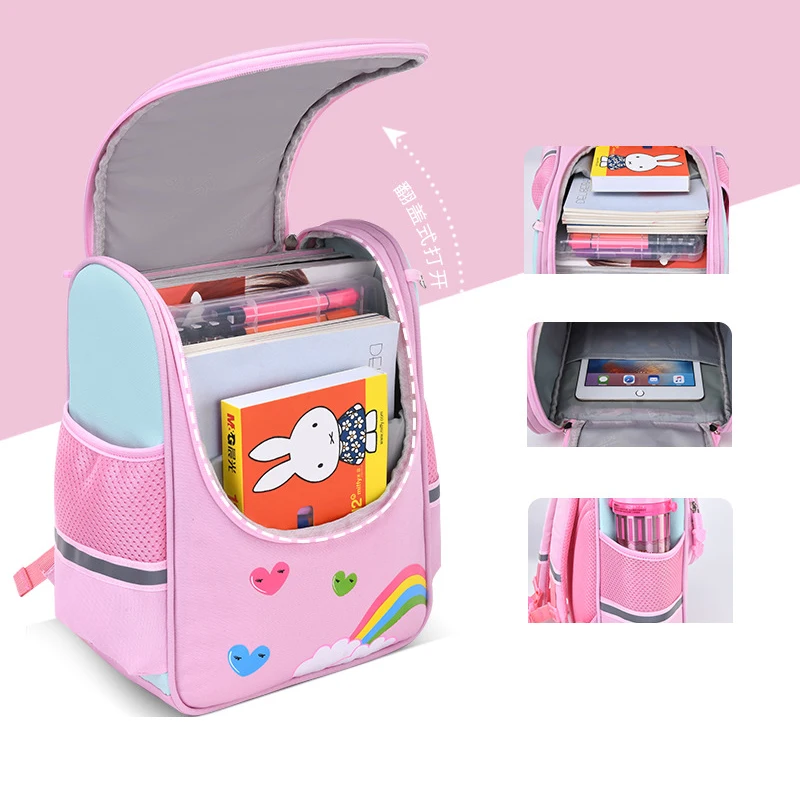 Unicorn Girl School Bags Child Pink Nylon Printing Backpack Kindergarten Student Cute Children's Schoolbag Waterproof Kid