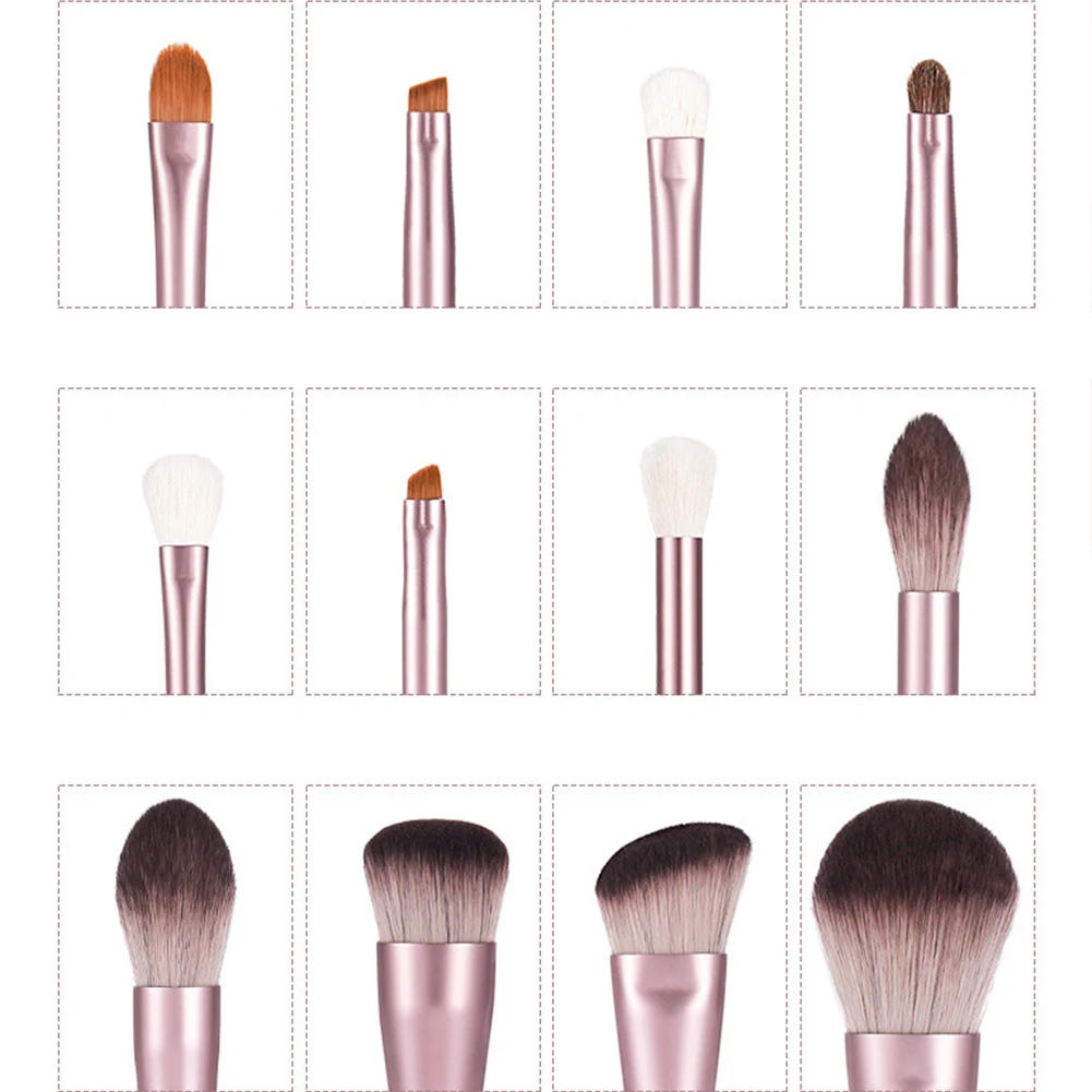 12pcs Multifunctional Portable Powder Synthetic Fiber Makeup Brush Set DIY Lip Travel Wood Handle Cosmetic Tools Blush With Bag |