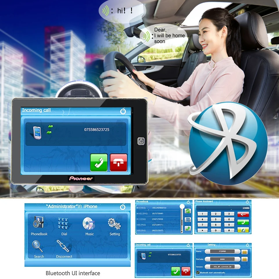Бесплатная доставка 7 дюймовый TFT LCD HD грузовик GPS навигация MTK DDR3 256M ROM 8G bluetooth avin FM