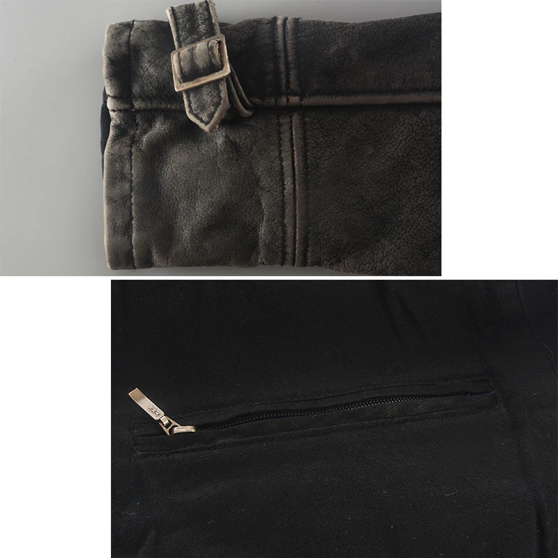 

Men's Retro Vintage Genuine Leather Jacket Cowhide Whitening Motorcycle Clothing lapel Slim Fit Short Autumn Winter Coat Black