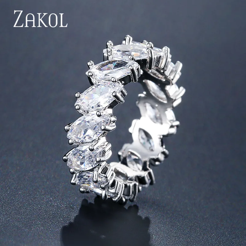 Модные обручальные кольца ZAKOL AAA с фианитом в форме маркиза для женщин фианиты