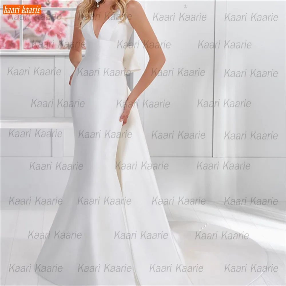 

Соблазнительные белые свадебные платья 2021 robe de mariee с V-образным вырезом корсет с открытой спиной атласные свадебные платья русалки индивиду...