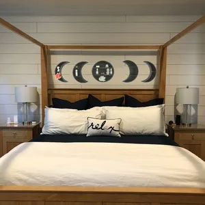 boho style wooden triple moon shelf set wall decor crystal display the moon phase wood shelves crescent moon essential oil rack free global shipping