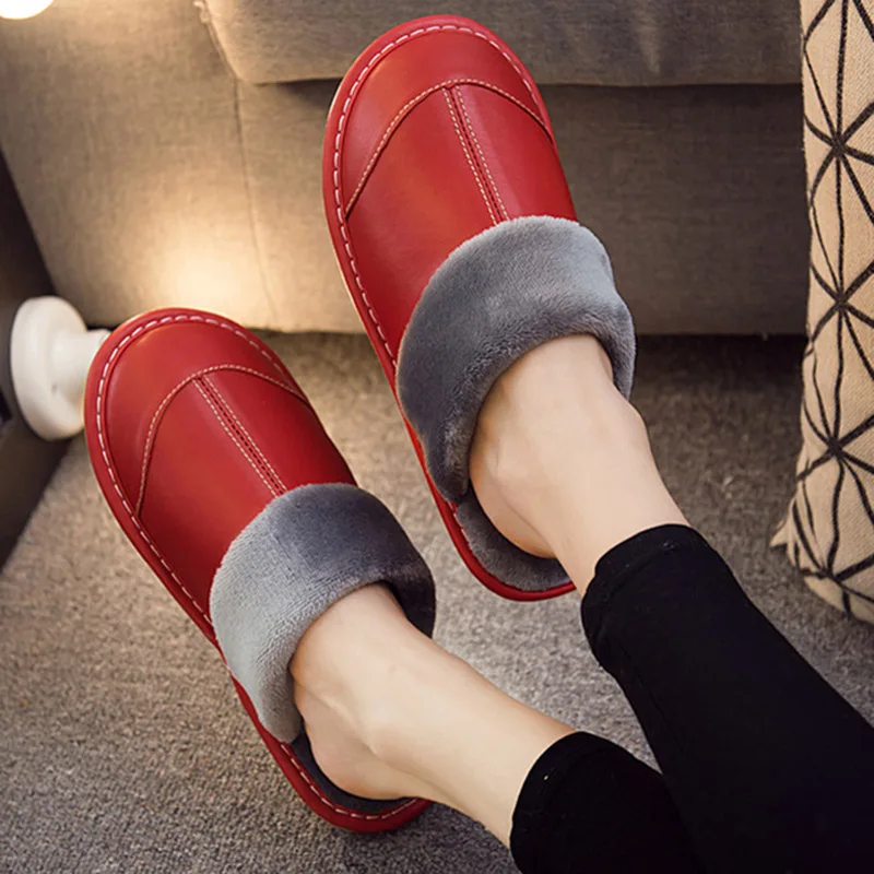 Домашние тапочки из овечьей кожи Мужские и женские домашние Нескользящие теплые