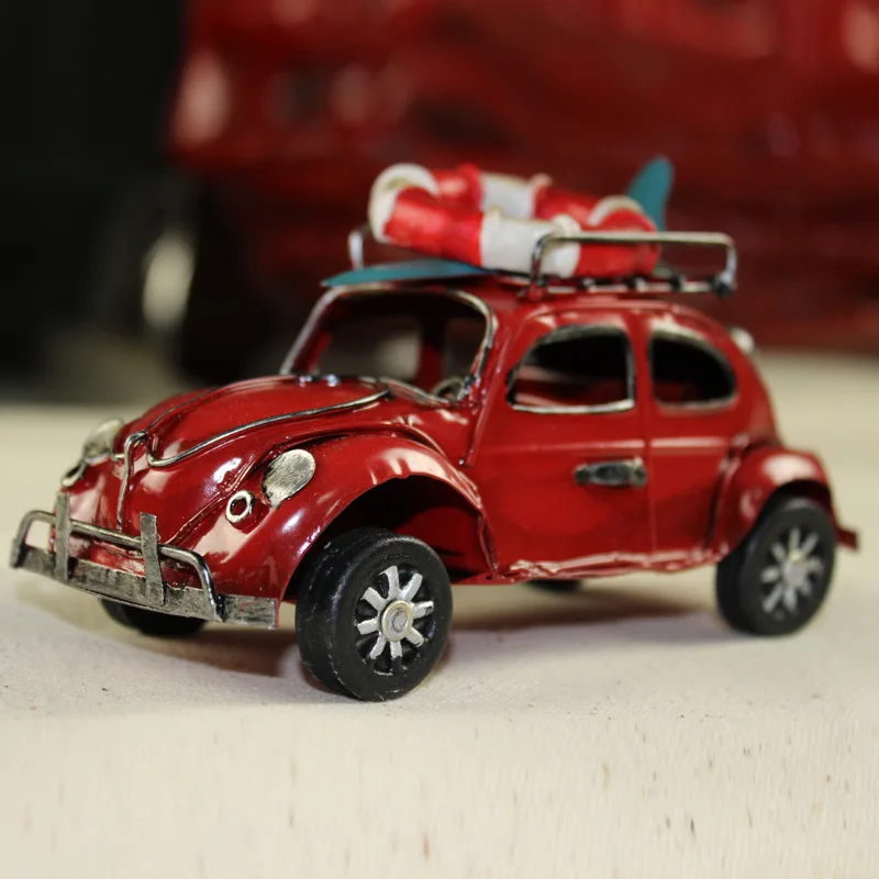 

For VW Beetle Windsurfing Car Model Diecast Vintage Tin Car Metal Crafts Autos De Juguete Diecasts Toy Vehicles for Children