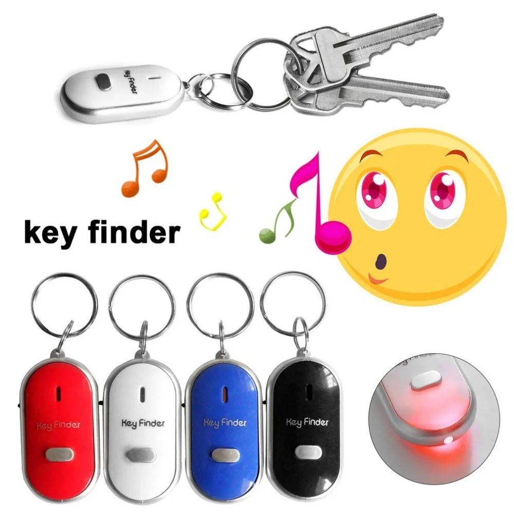 

LED Security Whistle Key Finder Motion Sensor Flashing Beeping Sound Alarm Anti-Lost Keyfinder Locator Tracker with Keyring