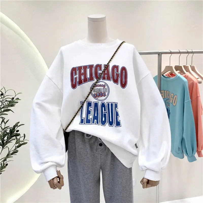 

Spring and Autumn Thin 2021 New Korean Retro Loose All-match Hedging Clothes Hoodies Women Designer Sweatshirt