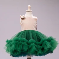 new green puffy tulle baby girls dresses infant birthday dress tutu kid cloth knee length photography size 12m 18m 24m