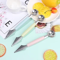 2 in1 dual head stainless steel carving knife fruit watermelon ice cream baller scoop stacks spoon home kitchen accessories
