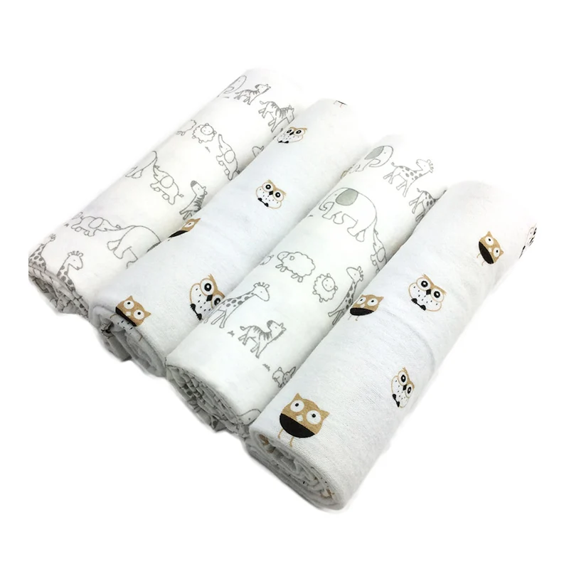 

4Pcs/Lot Muslin 100% Cotton Flannel Baby Swaddles Soft Newborns Blankets Baby Blankets Newborn Muslin Diapers Baby Swaddle Wrap