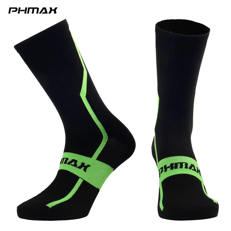 PHMAX Pro велосипедные носки летние MTB велосипедные носки профессиональные спортивные гоночные горные велосипедные носки 7 цветов унисекс - Цвет: Black Green