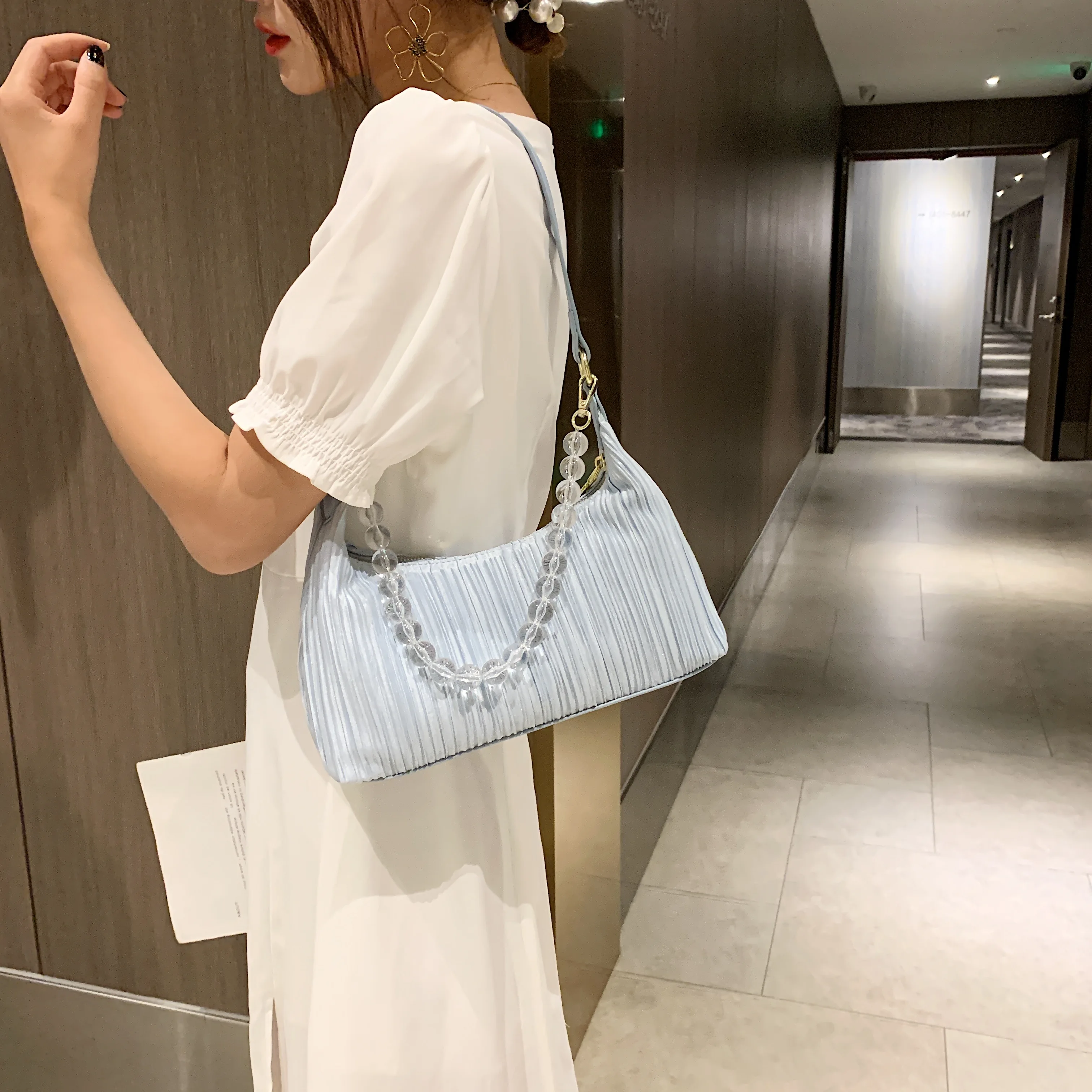 Модная плиссированная Подмышечная сумка сумки через плечо для женщин 2020