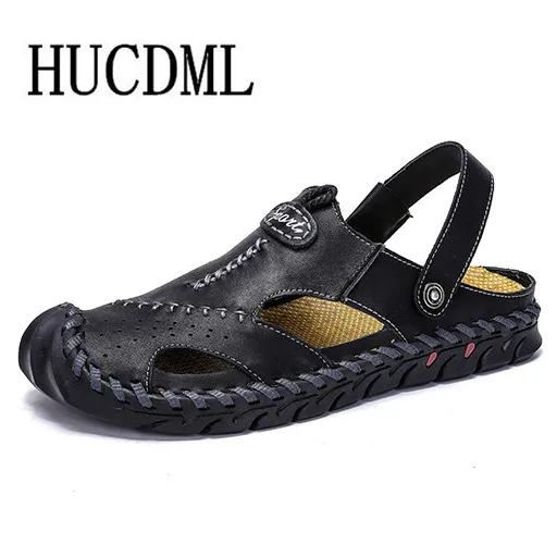 Мужские кожаные сандалии коричневые классические в римском стиле уличные