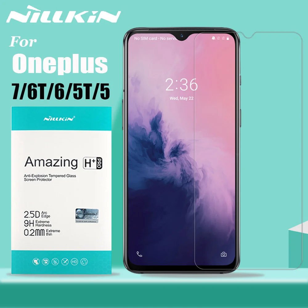 Для Oneplus 7/6 T/6/5 T/5 стеклянный протектор экрана Nillkin 9H жесткий прозрачный защитный закаленное стекло для One Plus 7/6 T/6/5 T/5