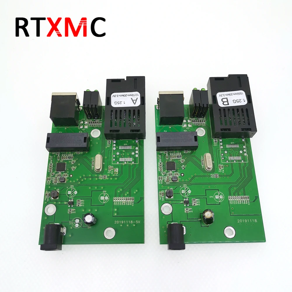 1 пара гигабитных оптоволоконных медиа конвертеров FTTH 1000 Мбит/с одномодовый