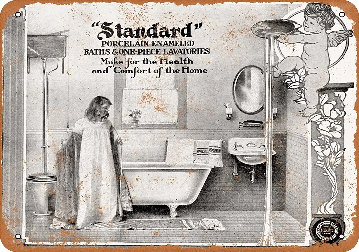 

WallColor 8*12, металлический знак 1905, Стандартные фарфоровые светильники для ванной, винтажный вид