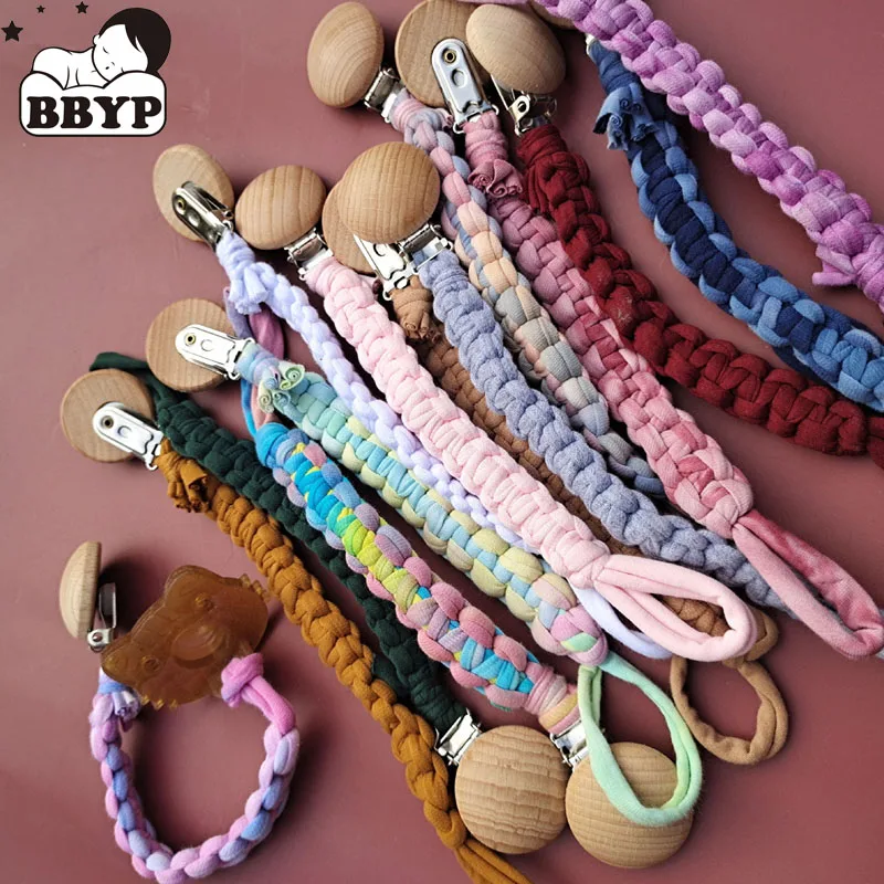 

Детская Соска-пустышка, зажим из хлопчатобумажной ткани, деревянная цепочка для детской соски ручной работы, детские подарки для новорожде...