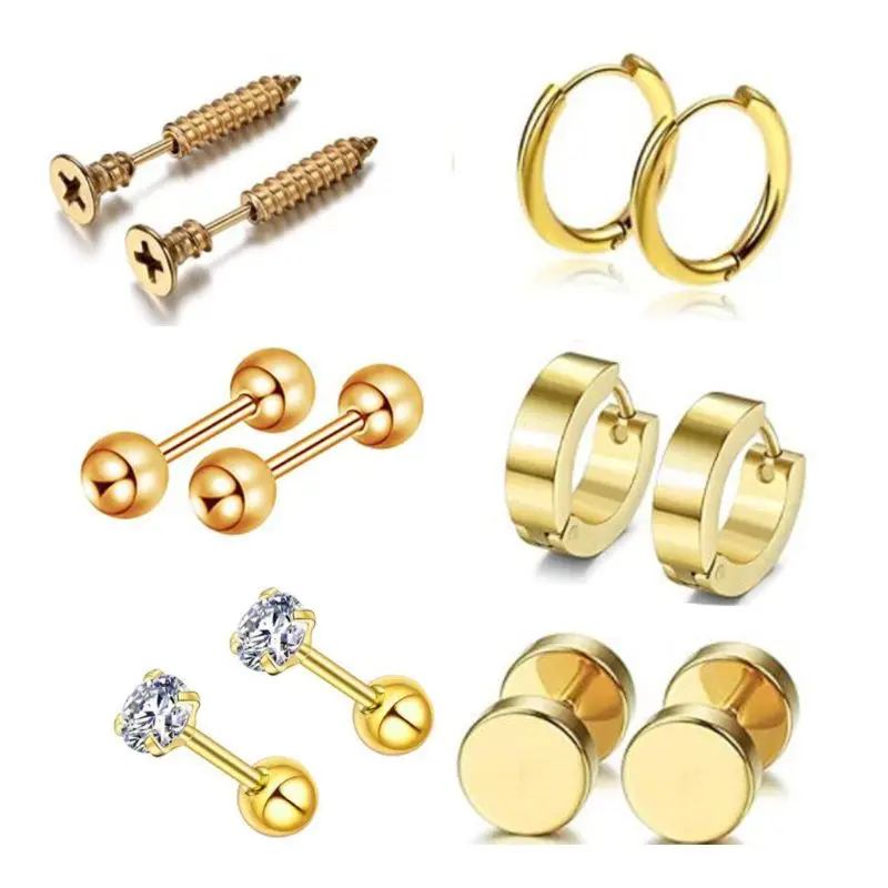 

Серьги-гвоздики из нержавеющей стали для пирсинга, ювелирные украшения для мужчин и женщин, 12 шт./компл.