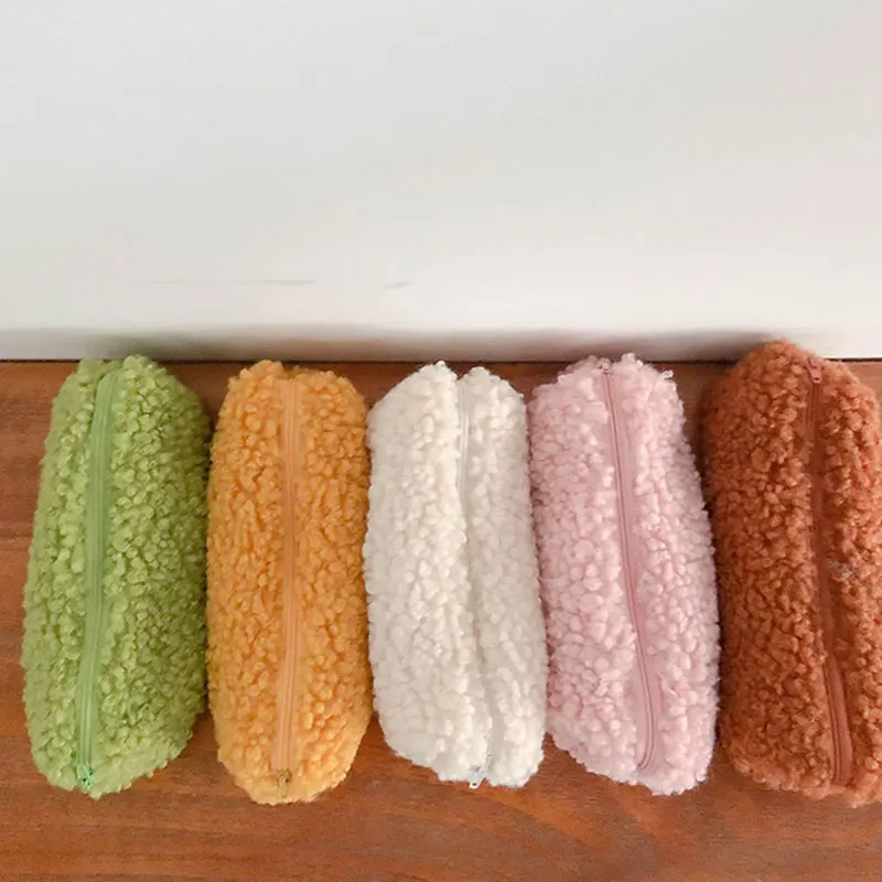 

Пенал для карандашей, плюшевый, однотонный, для девочек