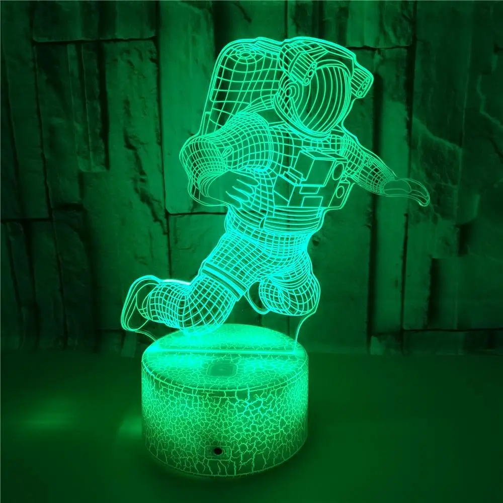 3D Night Light Illusion Led Table Lamp Astronaut Design for Boys Birthday Gifts Bedroom Decor 16 Colors Changing USB Powered | Освещение