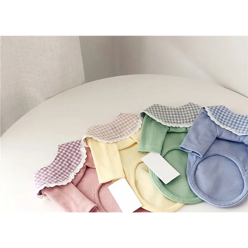 Lace Collar Pet Dog Clothes Summer Thin Knitted Bottoming Shirt For Small Medium Puppy Yorkshire Outdoor Hoodie | Дом и сад