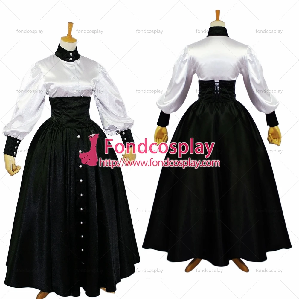 

fondcosplay adult sexy cross dressing sissy maid Gothic Lolita Punk white shirt Black Satin skirt Costume Custom-made[G632]