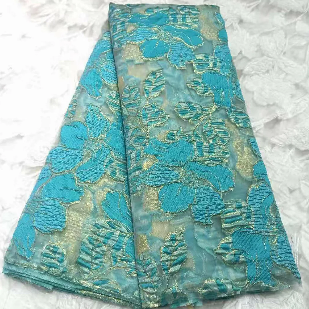 

2021 Latest Brocade Jacquard Fabric African Organza Net Lace Cloth High Quality Nigerian Women's Dress Material For Sewing
