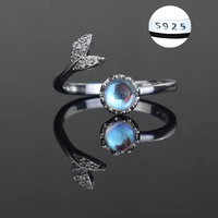 s925 mermaid tail rings fish tail blue bead ring for women women girl fashion ocean beach jewelry holiday christmas gift