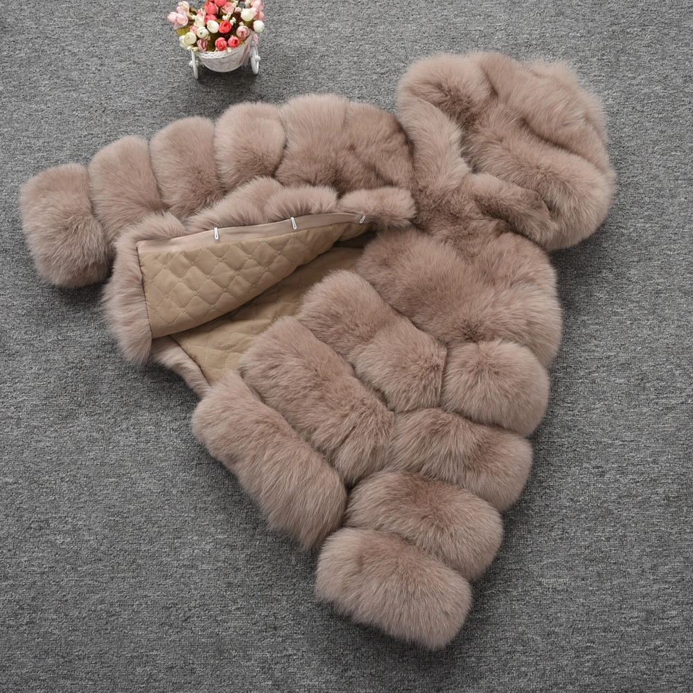 Jancoco Max Женские пальто с натуральным лисьим мехом и капюшоном модный стиль Меховая куртка высокого качества Зимняя теплая S7254