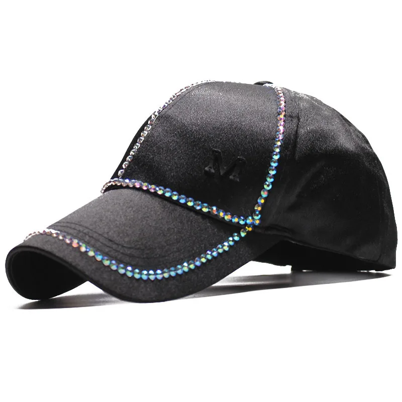 

Lace Adjustable Casquet Female Baseball Cap M Letter New Women Hat Cap Summer Hip Hop Hat Cute Bone Fashion rhinestone Cap