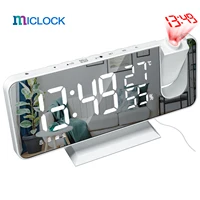 Проекционный 3d-будильник MICLOCK, цифровые часы с радио и зарядным устройством USB, большой зеркальный светодиодный дисплей 18 см, будильник с авт...