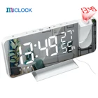 Проекционный 3d-будильник MICLOCK, цифровые часы с радио и зарядным устройством USB, большой зеркальный светодиодный дисплей 18 см, будильник с автоматическим регулятором яркости