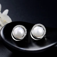 s925 cross border earrings accessories s925 silver pearl earrings ladies fashion personality popular student accessories
