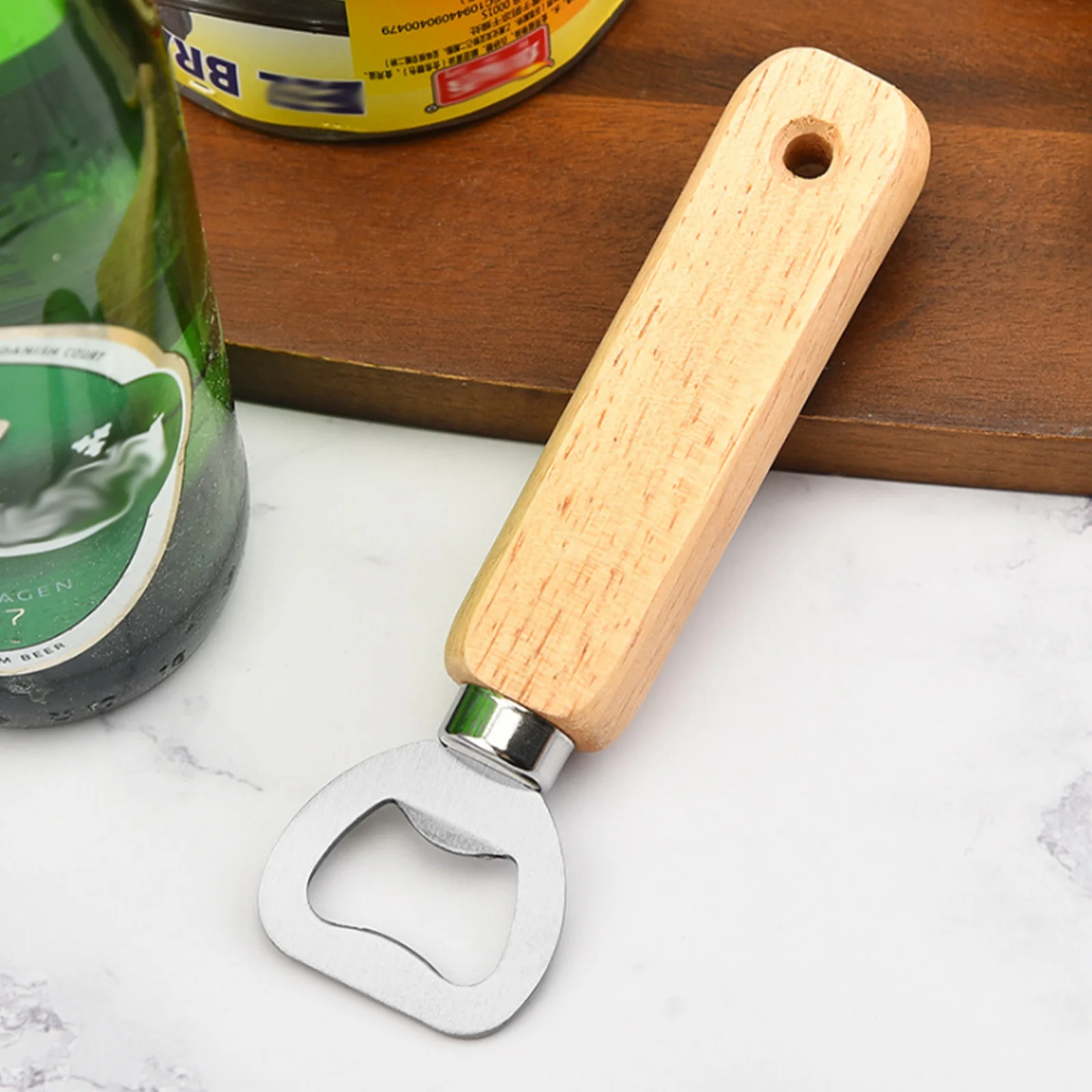 

Wine Opener 1Pc Bartender Bottle Opener Rubber Wood Handheld Wine Beer Soda Glass Cap Bottle Opener for Home Kitchen Bar