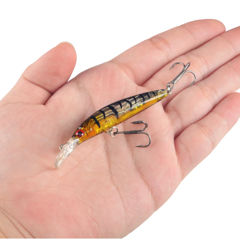 Sinking Minnow Fixed Weight Fishing Lure 75mm 3G Wobbler Armed With 2 Hooks Shore Rock Trout Bait Tackle images - 6