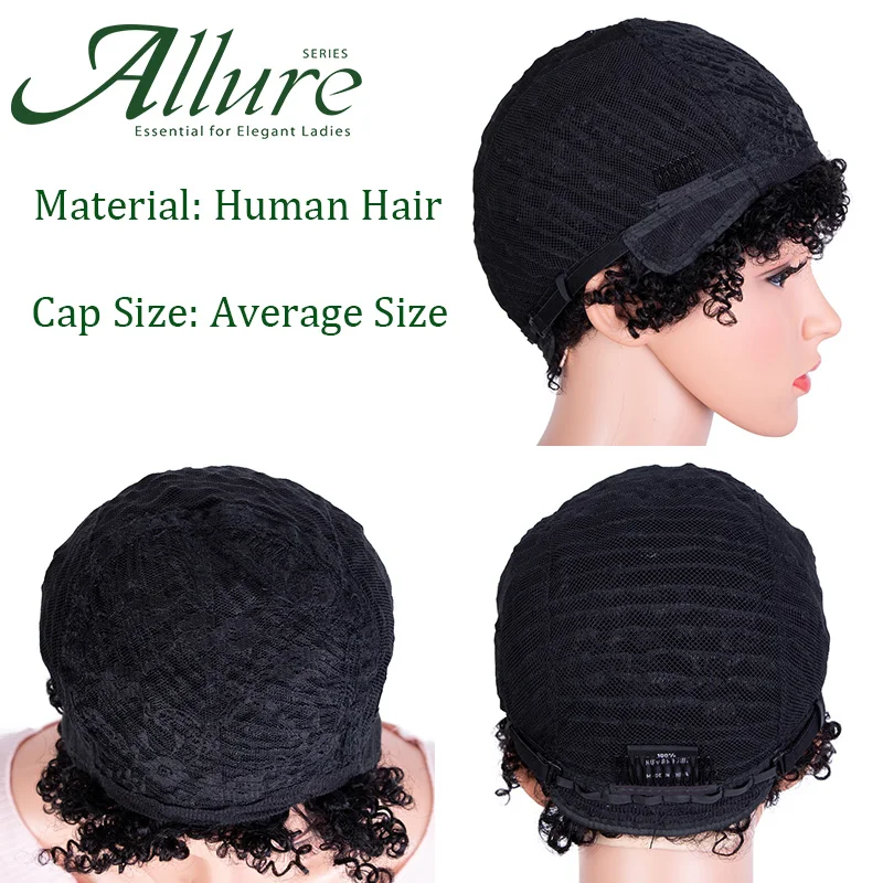 

Short Cut Human Hair Wigs For Women Wavy Pixie Cut Wigs Natural Black Brown Glueless Full Machine Made Wig Brazilian Hair Allure
