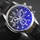 Мужские спортивные часы, кварцевые наручные часы с несколькими циферблатами, кожаный ремешок, светящиеся деловые водонепроницаемые часы, мужские часы